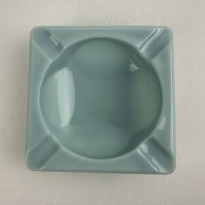 VTG MCM FIRE KING Anchor Hocking Delphite Blue Milk Glass 5.75" Square Ashtray